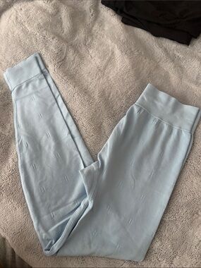 EUC Sweaty Betty pale blue knit BASE layer leggings Size 6